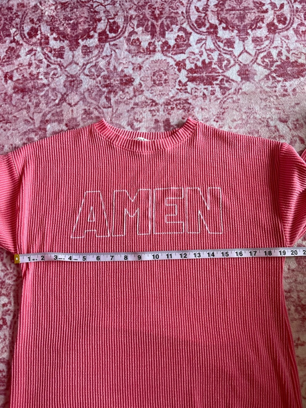 Pink 'AMEN' Ribbed Sweatshirt - Picture 6 of 7